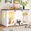 White large cat litter box enclosure with LED light and scratching post — main product view