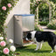 Galvanized gravity dog feeder — garden placement