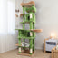 68-Inch Green Cat Tree with Hammocks — green tower in a living room