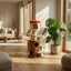 Mushroom cat tree beside a sofa