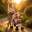 Pink folding pet stroller — stroller outdoors