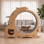 Cat exercise wheel with perches and hideaway in a living room