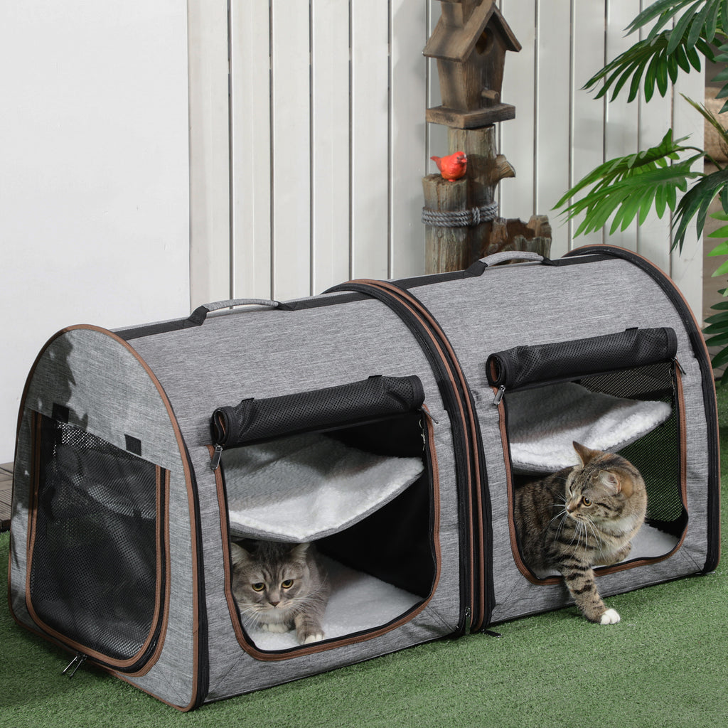 39-Inch Double Pet Carrier with Divider & Cushions, Gray - W2225P173812 - product view 2