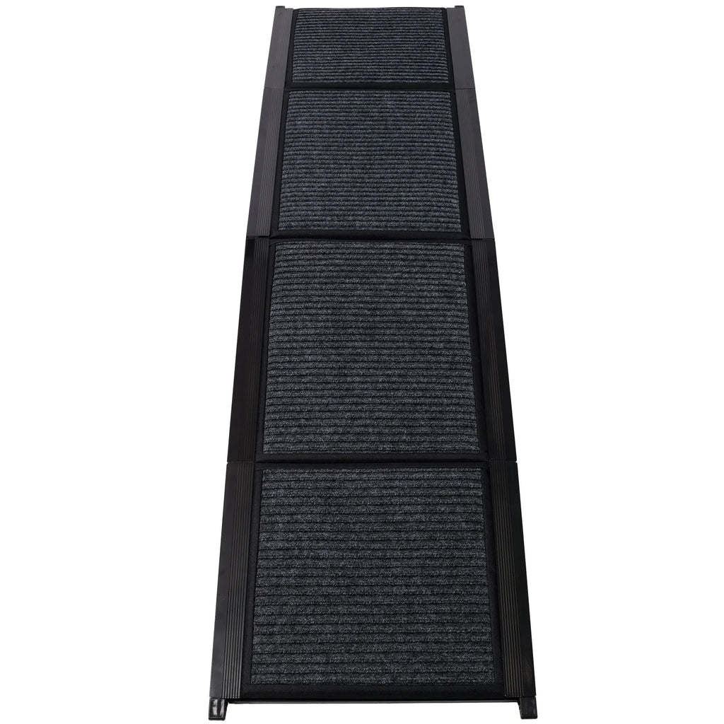 Black dog ramp with textured traction panels