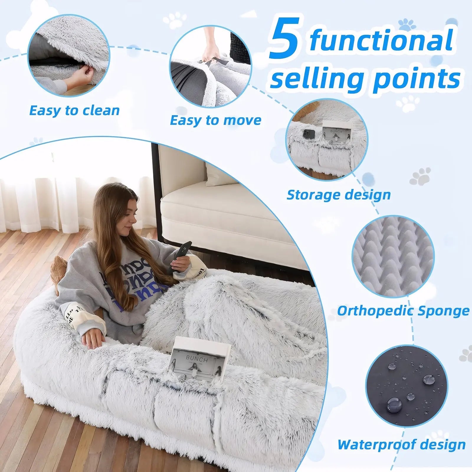 Five features of the oversized human dog bed