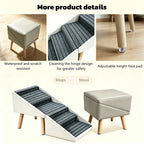 Beige pet ramp water-resistant surface, covered hinges and adjustable feet