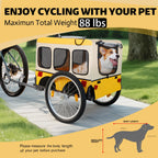 Yellow dog bike trailer with 88 lb maximum total load
