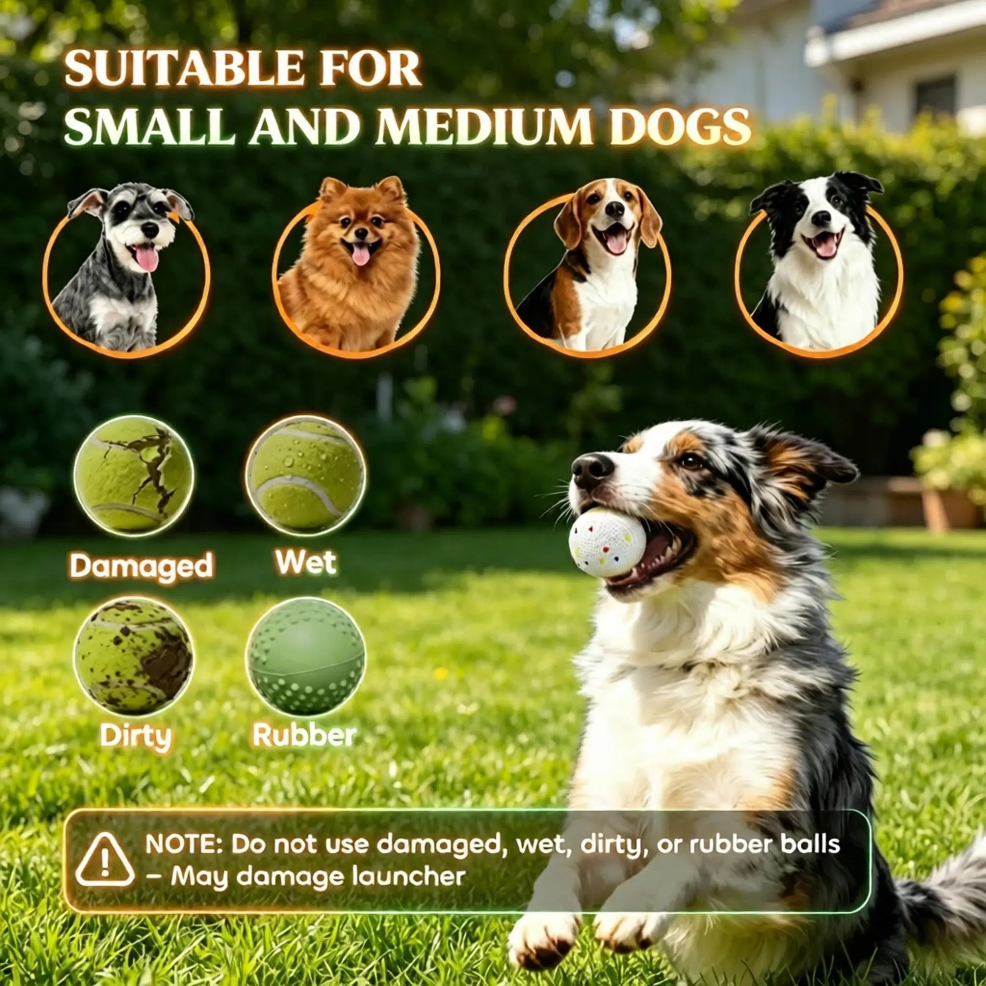 Automatic ball launcher guide for small and medium dogs