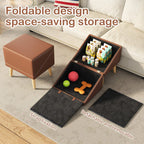 Brown pet ramp opened to show built-in storage