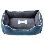 Blue and gray bolster pet bed clean product view