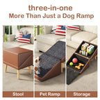 Brown stool, pet ramp and storage functions