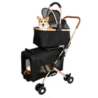 Black double-deck pet stroller clean product view