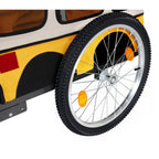 20-inch pneumatic wheel on yellow dog bike trailer