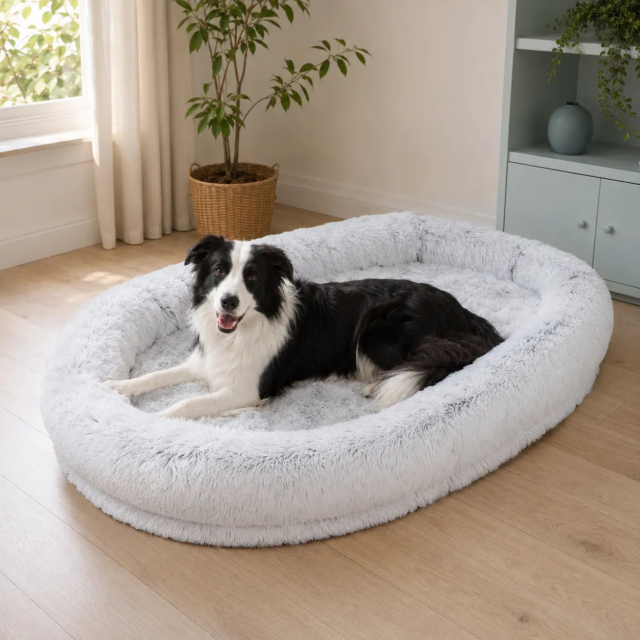 71-Inch Oversized Human Dog Bed for People & Pets with Washable Faux Fur Cover Secondary image