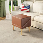 Brown pet ramp folded into a storage ottoman
