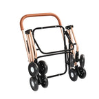 Folded frame of black double-deck pet stroller