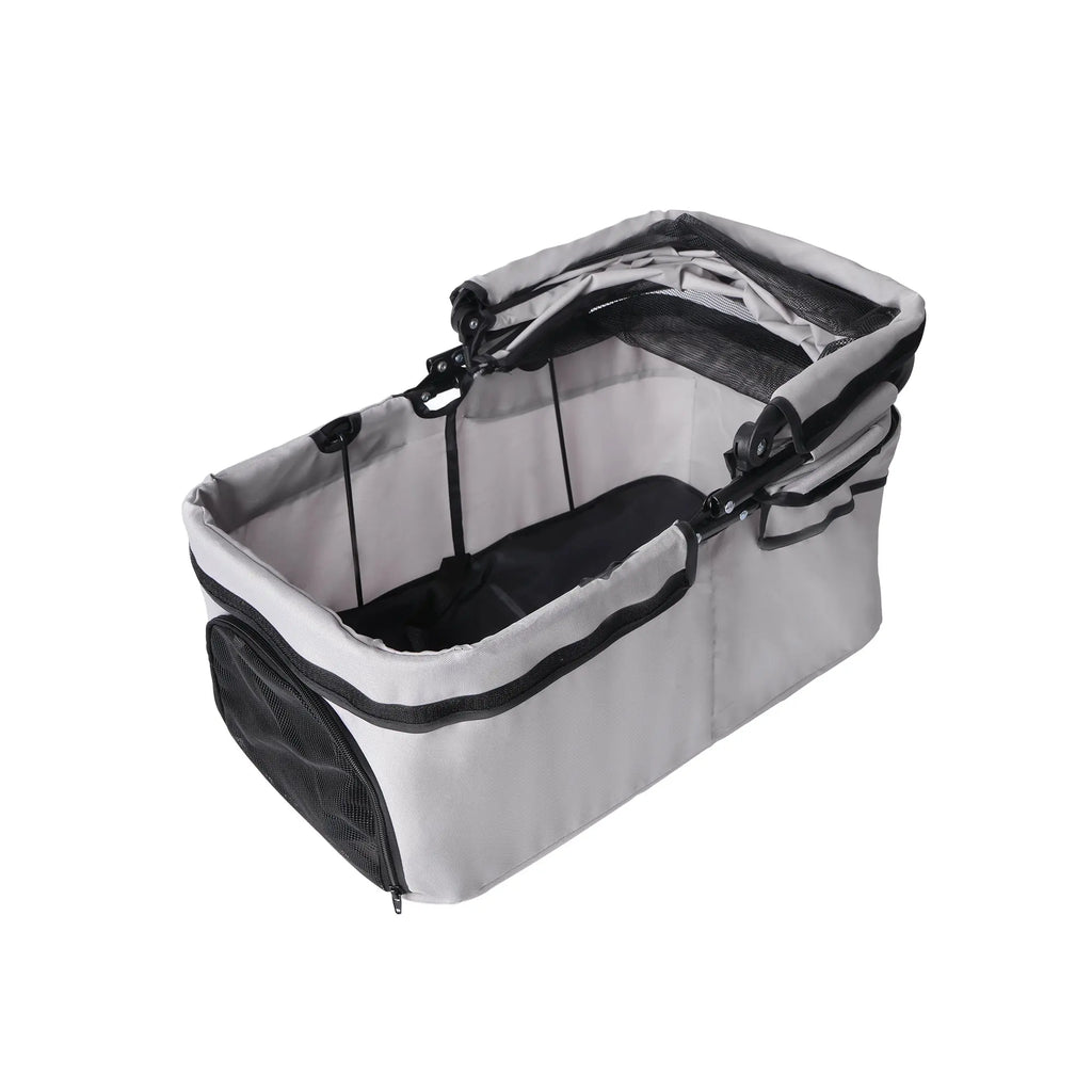 Detachable gray pet stroller carrier with mesh windows