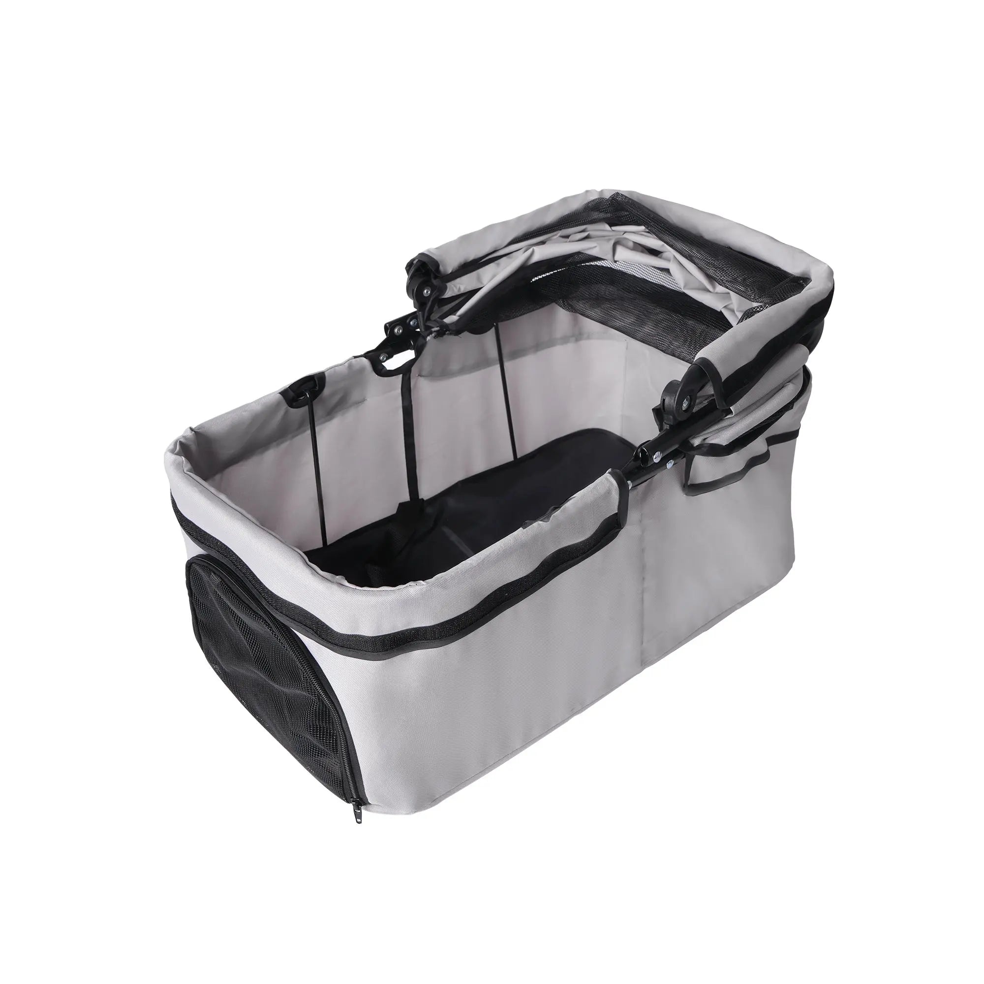 Detachable gray pet stroller carrier with mesh windows