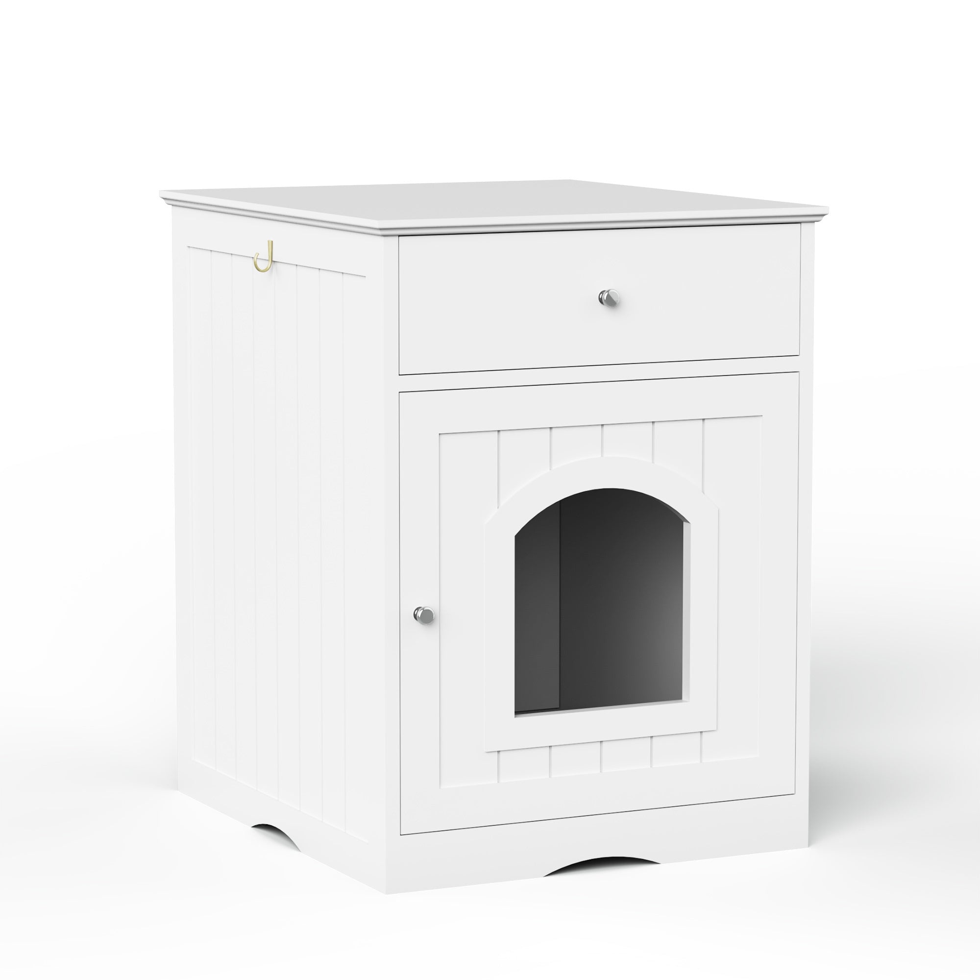 Hidden Cat Litter Box Enclosure with Drawer, White - W80863135 Secondary image