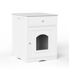 Hidden Cat Litter Box Enclosure with Drawer, White - W80863135 - main product image