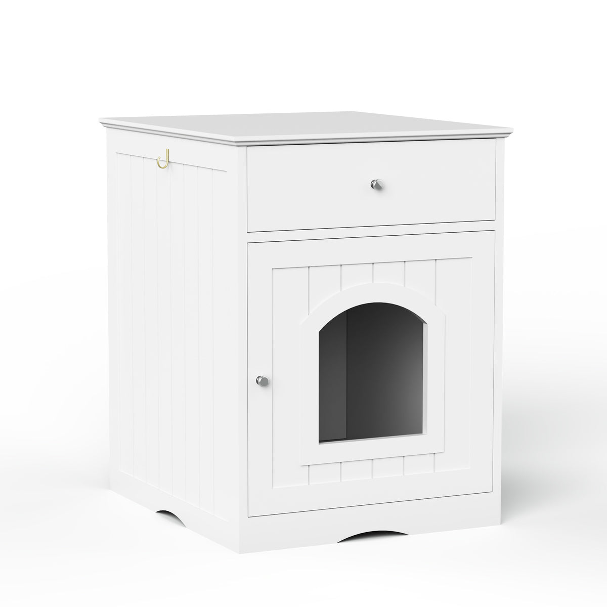 Hidden Cat Litter Box Enclosure with Drawer, White - W80863135 - main product image