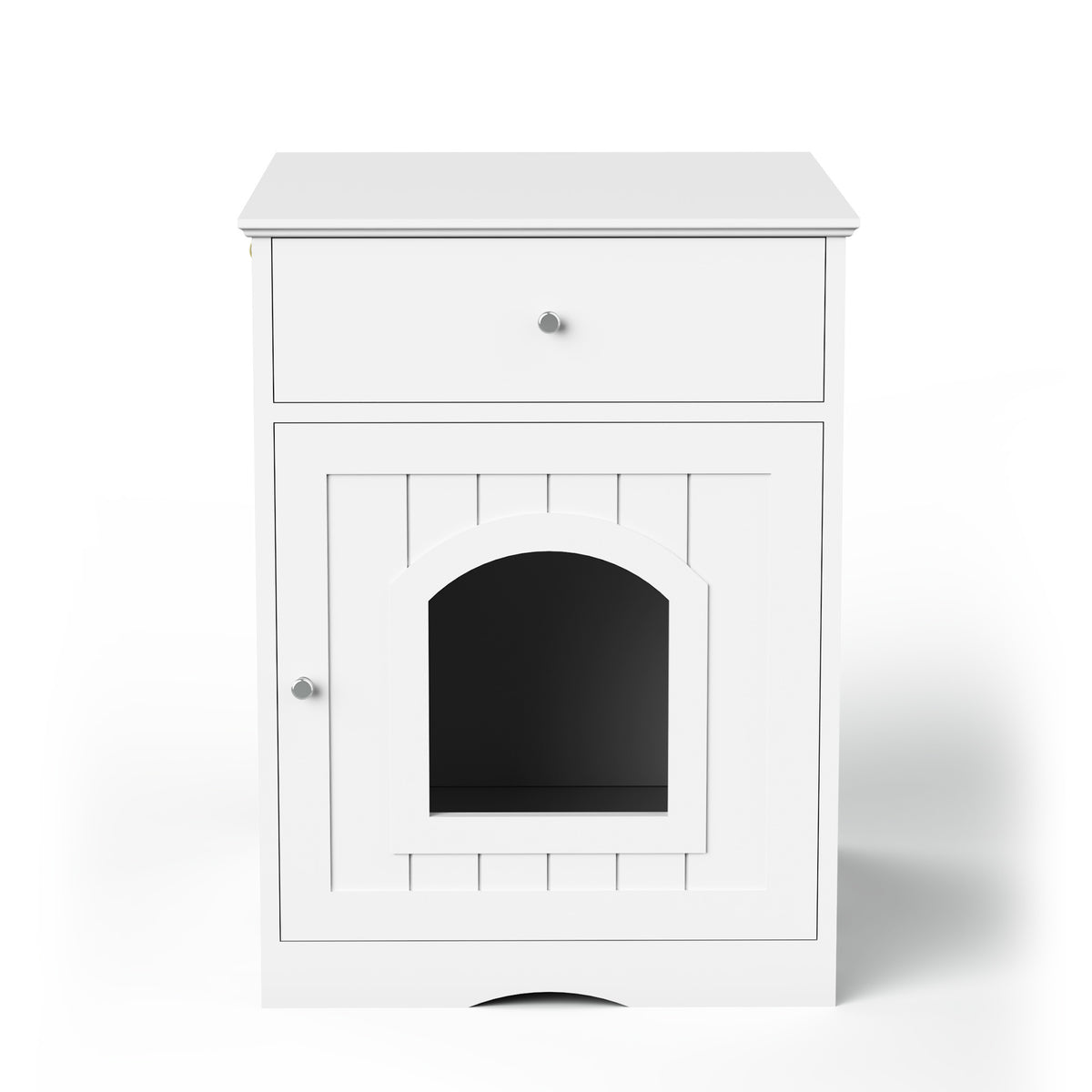 Hidden Cat Litter Box Enclosure with Drawer, White - W80863135 - product view 7