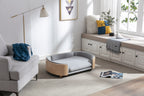Elevated Wood Pet Sofa with Gray Velvet Cushion W79460561