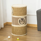 28-Inch Cat Condo with Sisal Scratcher, Khaki & Brown - W2225P229193 - product view 7
