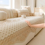 Cookie Pattern Plush Couch Cover, Soft Skin-Friendly Non-Slip Sofa Protector, Washable Furniture Cover for Pets, Kids and Living Room gsft-9032