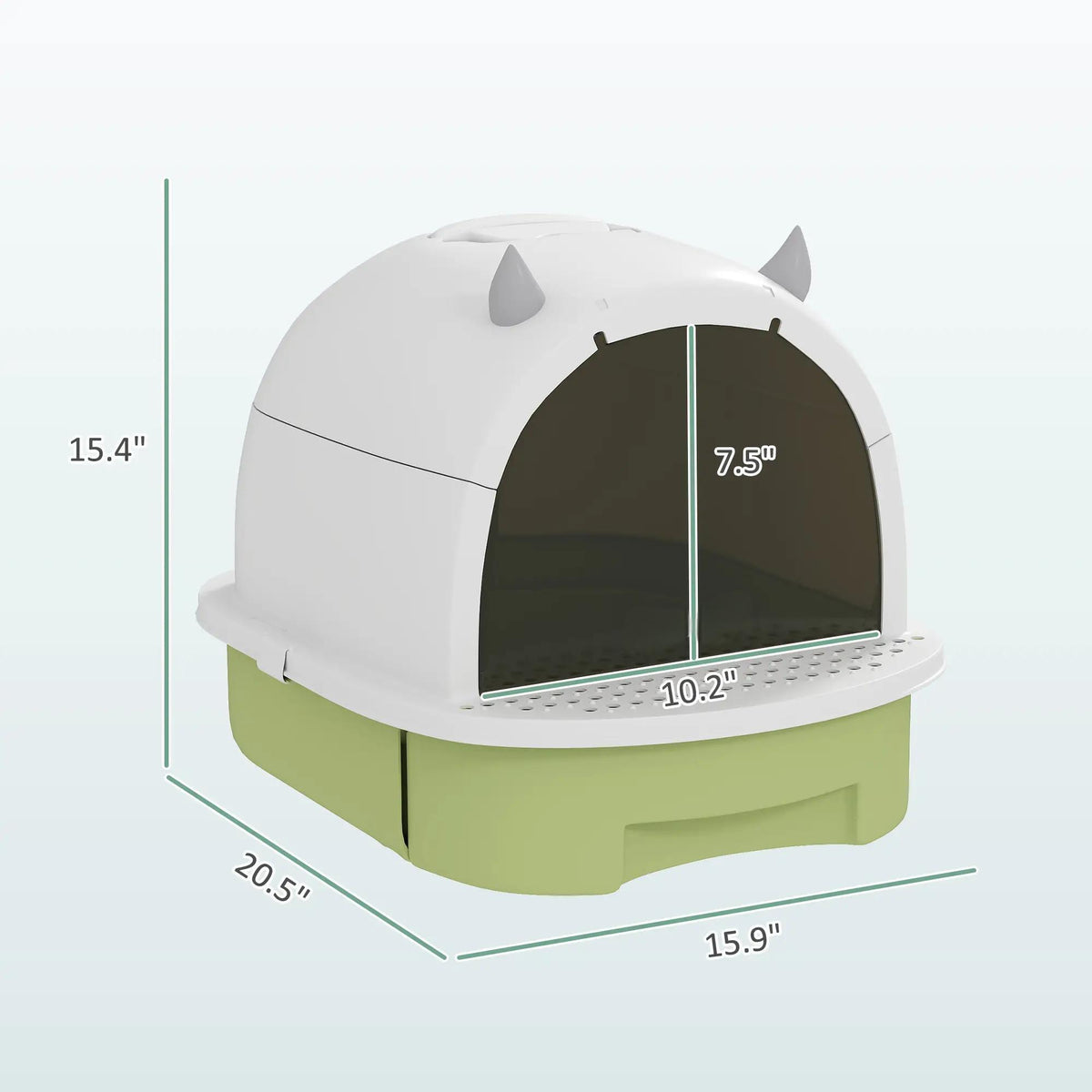 Covered Cat Litter Box with Drawer & Scoop, Green - T3971P404628 - product view 4