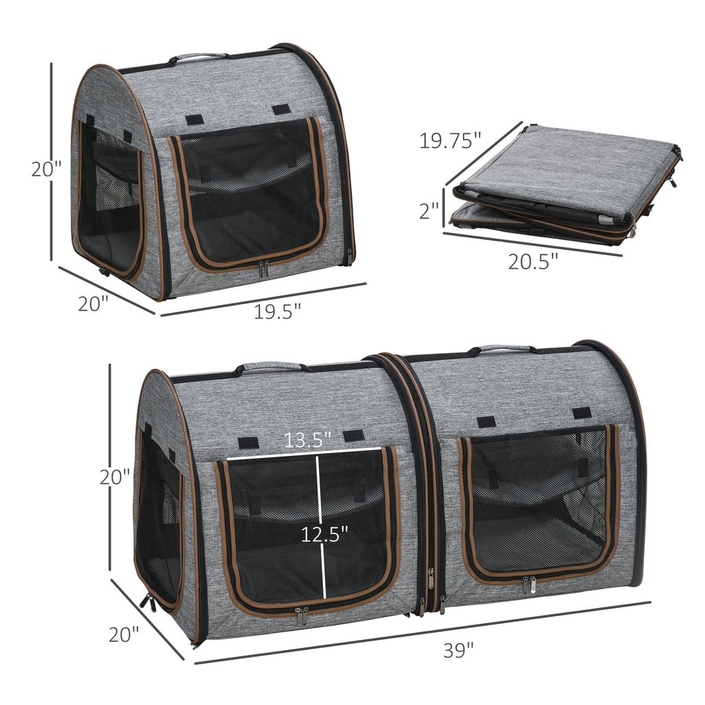 39-Inch Double Pet Carrier with Divider & Cushions, Gray - W2225P173812 - product view 3