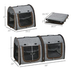 39-Inch Double Pet Carrier with Divider & Cushions, Gray - W2225P173812 - product view 3