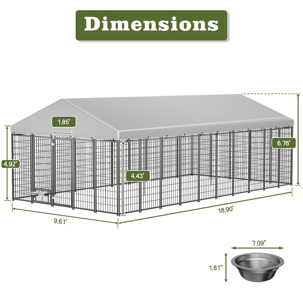 Large Outdoor Dog Kennel with Roof, 18.9 ft - W1820S00025 - product view 8