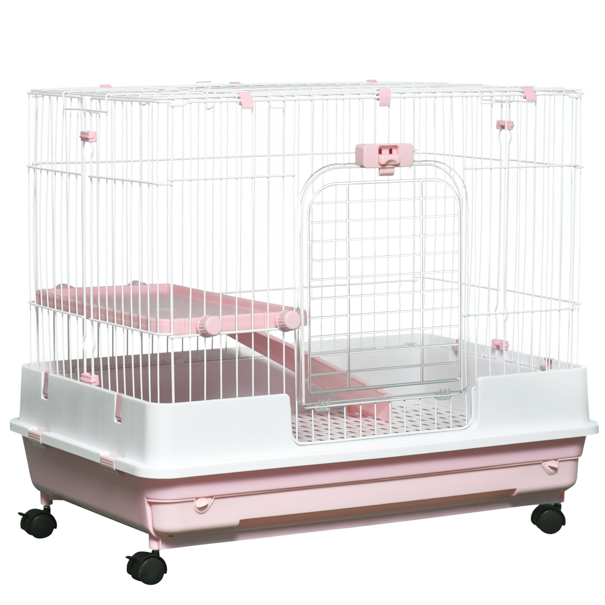 2-Level Small Animal Cage with Wheels & Ramp, Pink - W2225P217536 Secondary image