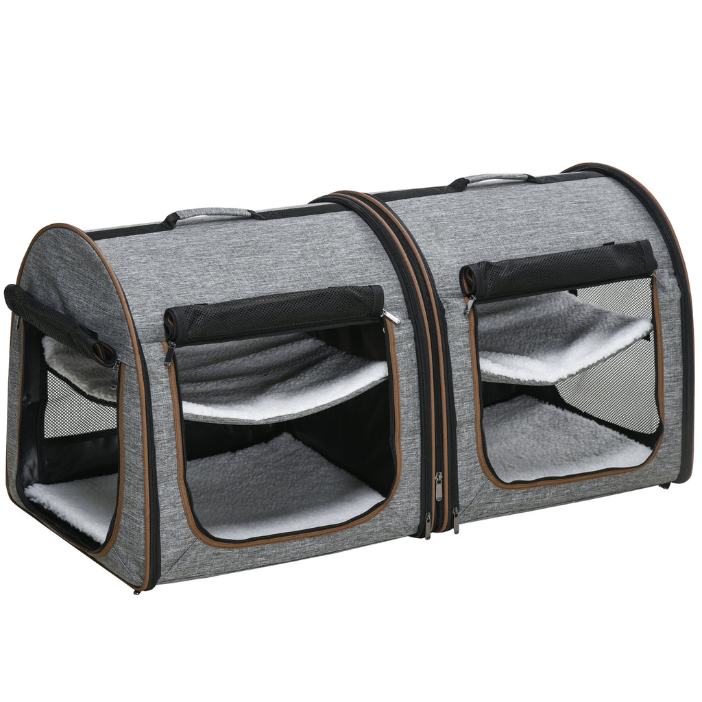 39-Inch Double Pet Carrier with Divider & Cushions, Gray - W2225P173812 - main product image