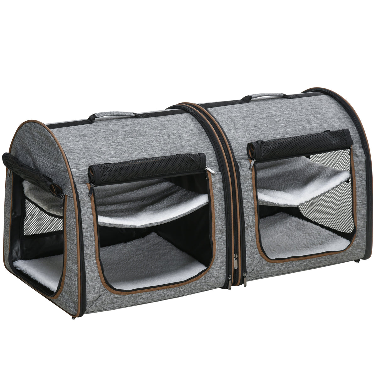 39-Inch Double Pet Carrier with Divider & Cushions, Gray - W2225P173812 - main product image