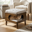 2-in-1 Cat Bed Ottoman with Rubberwood Frame, Walnut - N775P450586B - main product image
