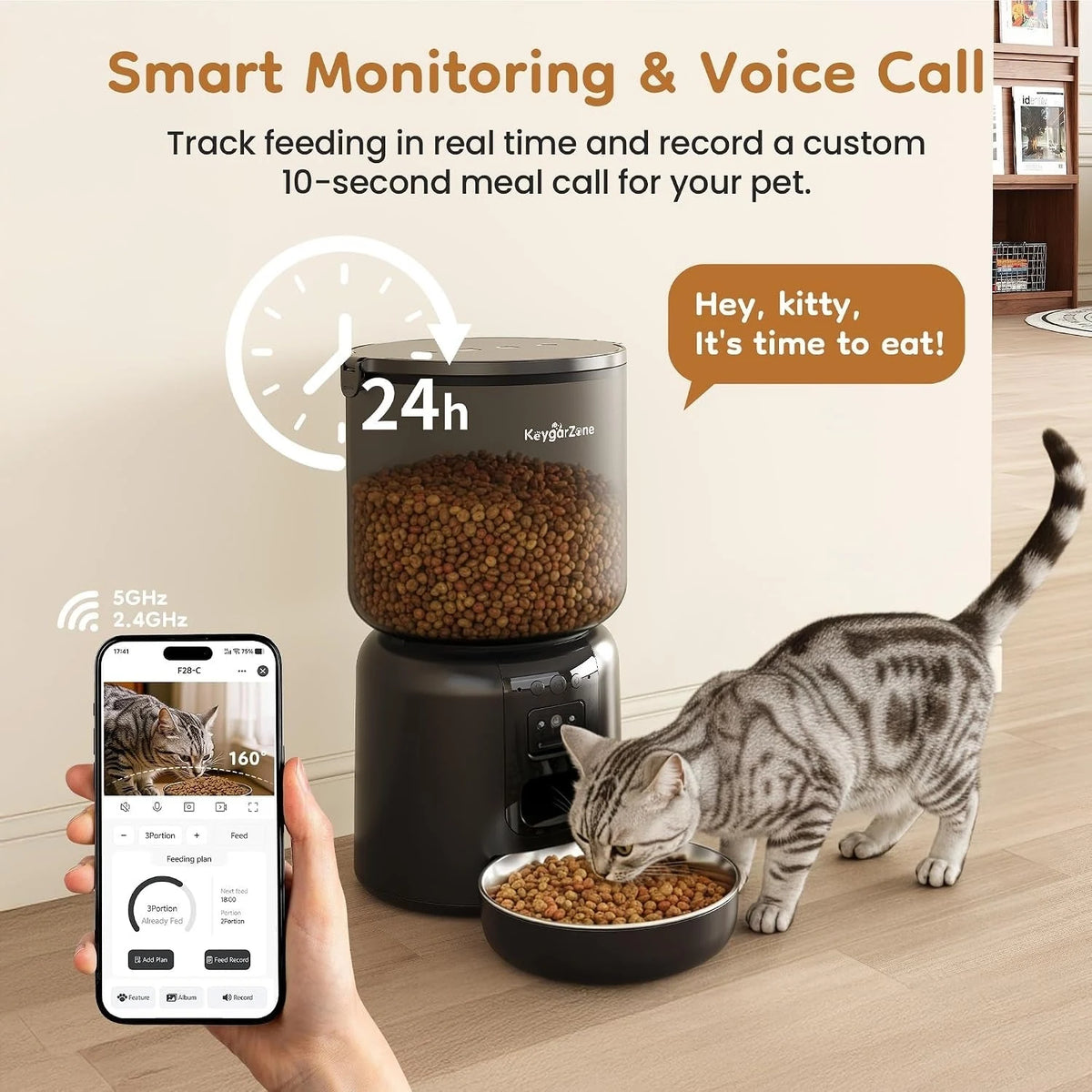 Pet feeder camera and voice recording
