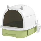 Covered Cat Litter Box with Drawer & Scoop, Green - T3971P404628 - product view 6