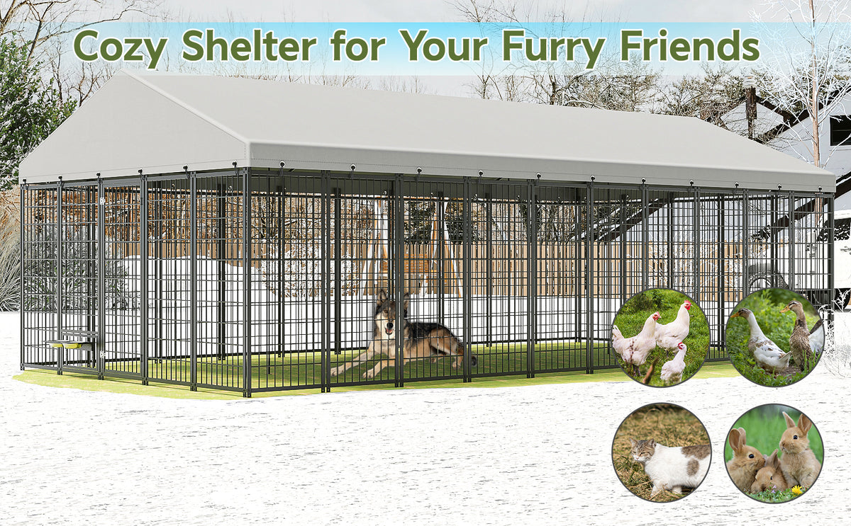 Large Outdoor Dog Kennel with Roof, 18.9 ft - W1820S00025 - product view 5