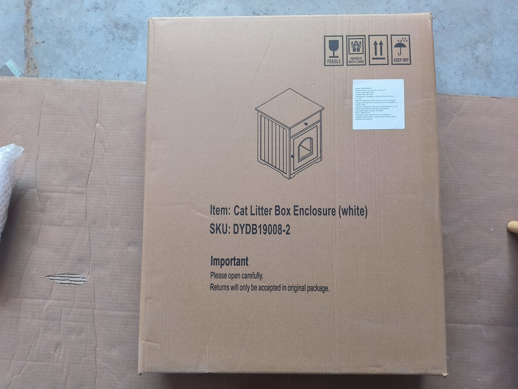 Hidden Cat Litter Box Enclosure with Drawer, White - W80863135 - product view 13
