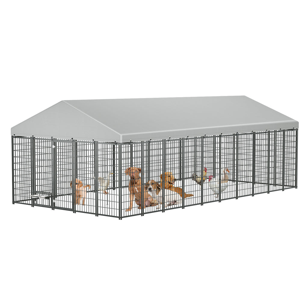 Large Outdoor Dog Kennel with Roof, 18.9 ft - W1820S00025 - main product image