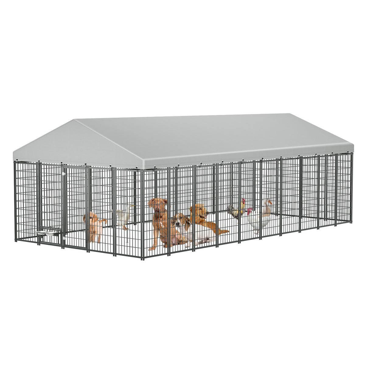 Large Outdoor Dog Kennel with Roof, 18.9 ft - W1820S00025 - main product image
