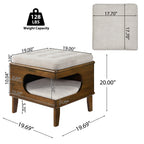 2-in-1 Cat Bed Ottoman with Rubberwood Frame, Walnut - N775P450586B - product view 5
