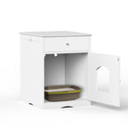 Hidden Cat Litter Box Enclosure with Drawer, White - W80863135 - product view 10