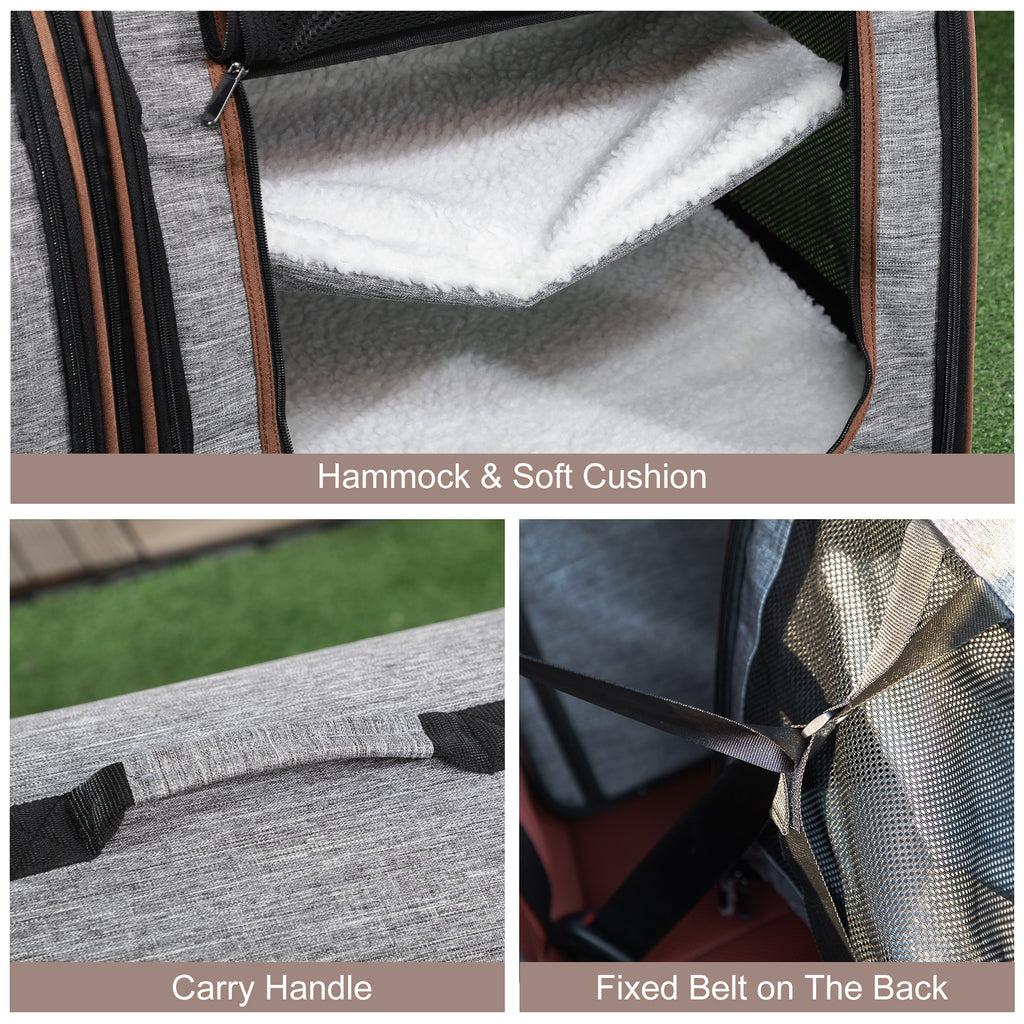 39-Inch Double Pet Carrier with Divider & Cushions, Gray - W2225P173812 - product view 7
