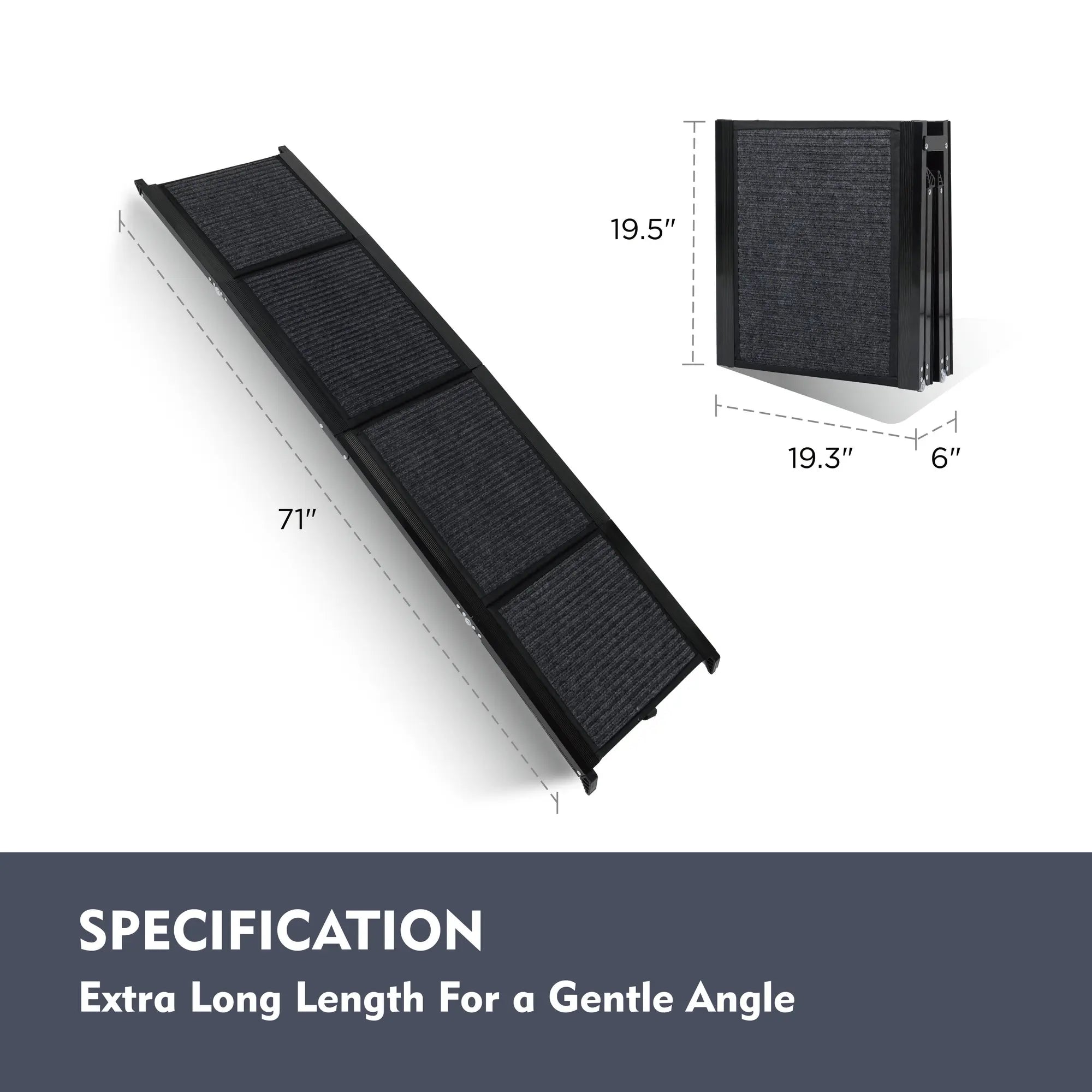 71-inch foldable dog ramp dimensions