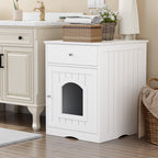 Hidden Cat Litter Box Enclosure with Drawer, White - W80863135 - product view 6