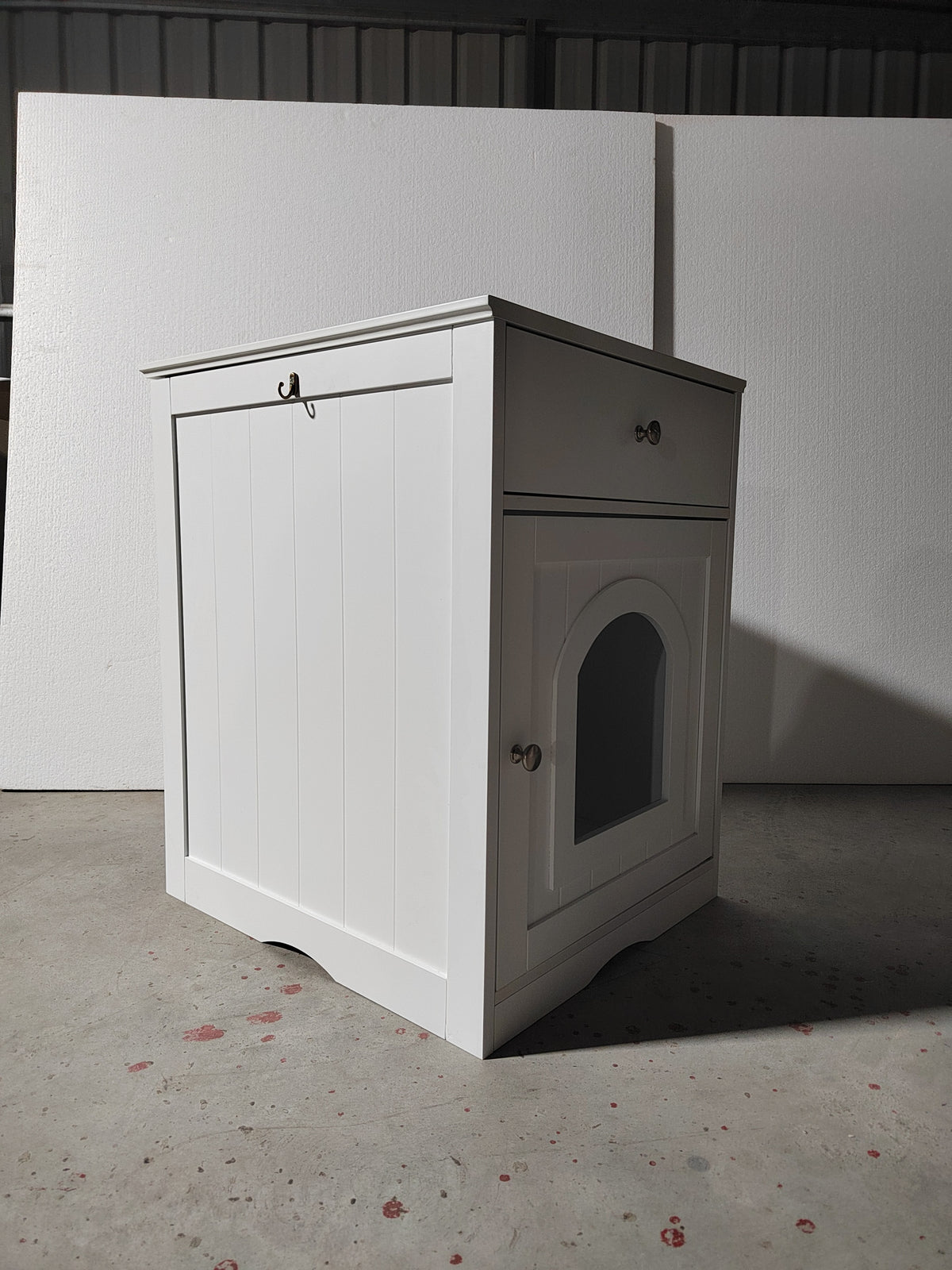 Hidden Cat Litter Box Enclosure with Drawer, White - W80863135 - product view 15