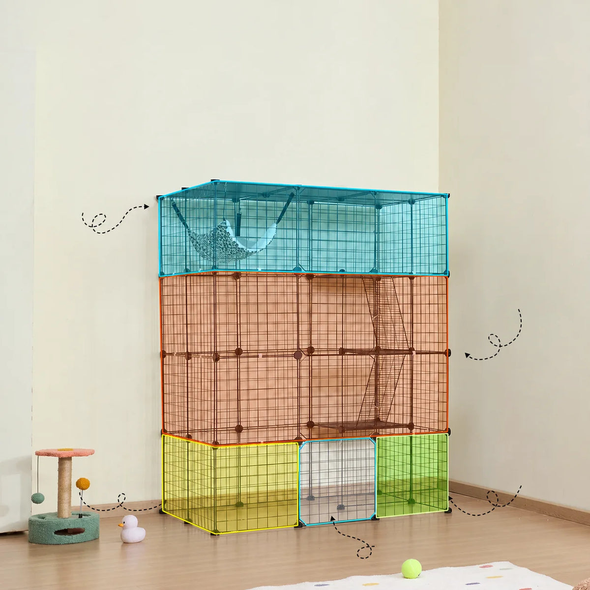 Four-Level Metal Cat Enclosure with Hammock T3342P591876 Main image